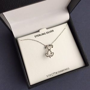 NWT STERLING SILVER & DIAMOND puppy/dog necklace